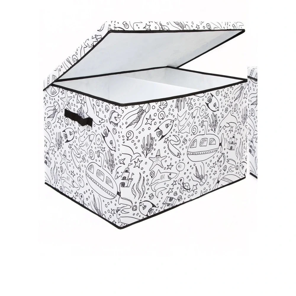 Saddle River Kid's Color Toy Storage Trunks 4Pk Under the Sea Foldable Markers